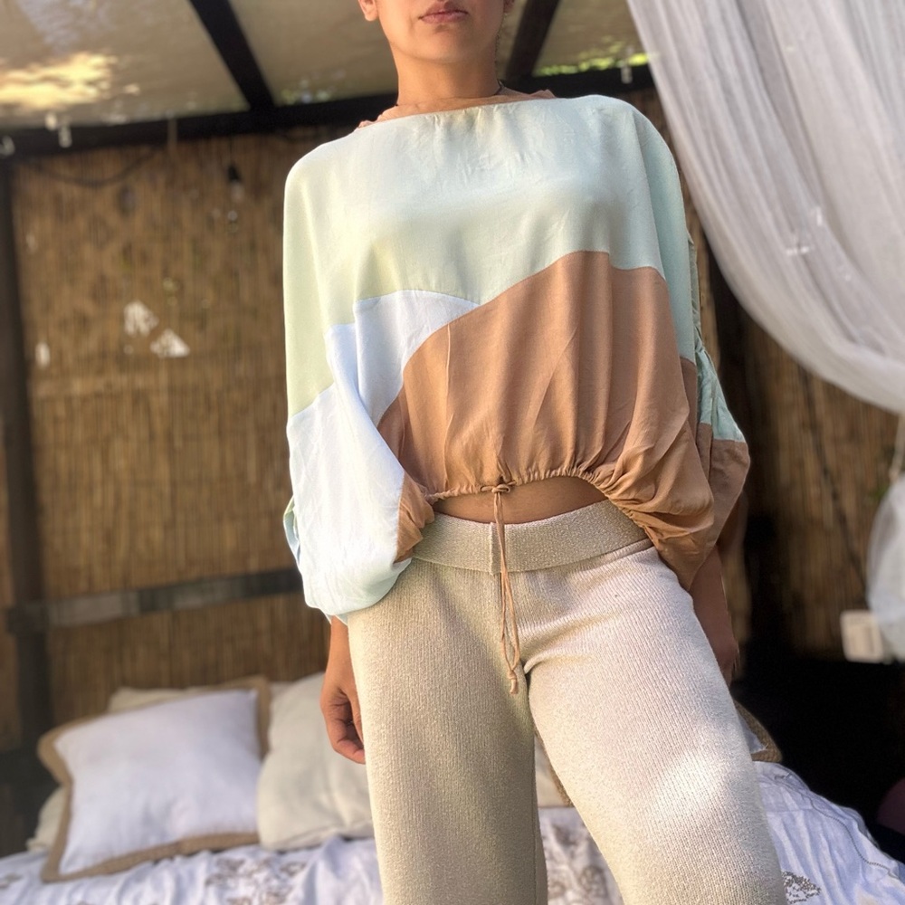 SWF COLORBLOCK BLOUSE IN BEIGE